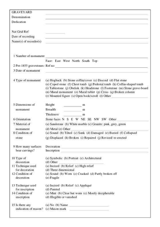 front of example record sheet